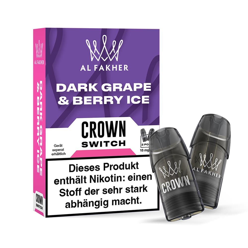 2x Al Fakher Crown Switch Pod - Dark Grape & Berry Ice - 18mg Nikotinsalz 2ml