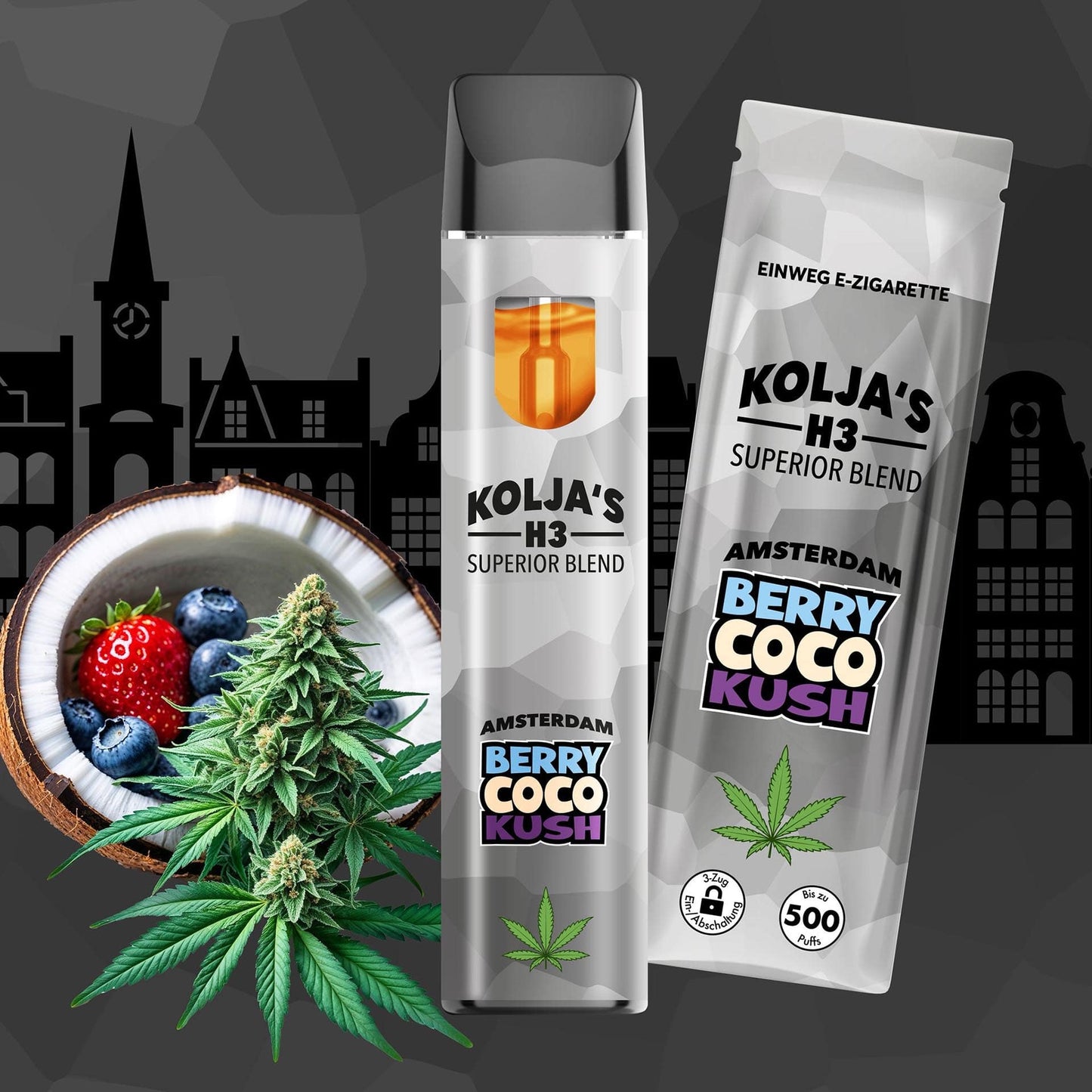 Koljas H3 Superior Blend Vape - Berry Coco Kush 1ml