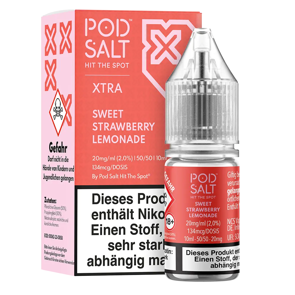 Pod Salt Xtra Nikotinsalz - Sweet Strawberry Lemonade - Liquid 20mg 10ml