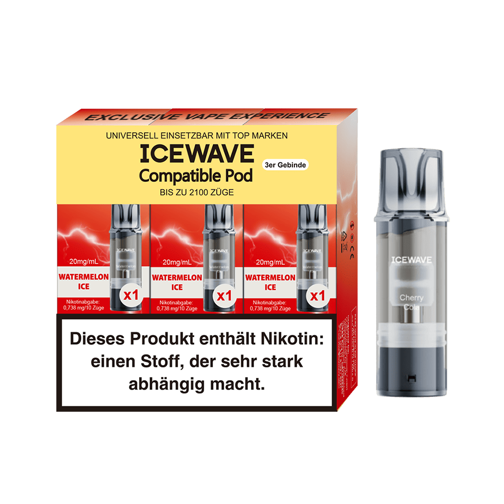 3x Icewave Einweg Pod - Watermelon Ice - 20mg Nikotinsalz 2ml