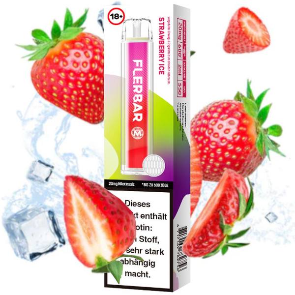 Flerbar Vape Einweg E-Zigarette Strawberry Ice 2% Nikotin