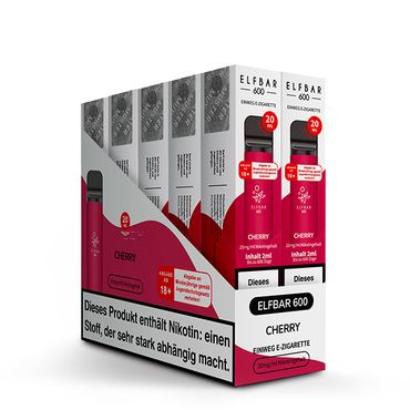 [Paket] 10 x ELFBAR 600 Cherry Nikotinfrei