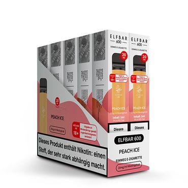 [Paket] 10 x ELFBAR 600 Peach Ice 0mg Nikotin