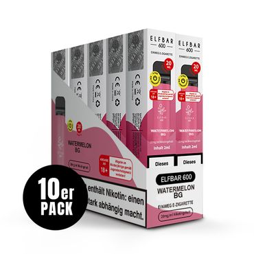 [Paket] 10 x ELFBAR 600 Watermelon BG 20mg Nikotin