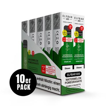 [Paket] 10 x ELFBAR 600 Watermelon Pomegranate 20mg Nikotin
