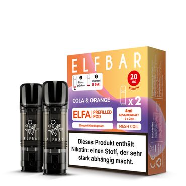 [Paket] 10x ELFBAR ELFA Cola & Orange 20mg Nikotin 2er Pack