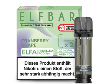 [Paket] 10x ELFBAR ELFA Cranberry Grape 20mg Nikotin 2er Pack