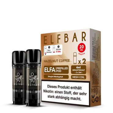 [Paket] 10x ELFBAR ELFA Hazelnut Coffee 20mg Nikotin 2er Pack