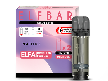 [Paket] 10x ELFBAR ELFA Peach Ice / Juicy Peach 0mg Nikotin 2er Pack