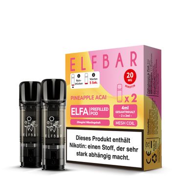 [Paket] 10x ELFBAR ELFA Pineapple Acai 20mg Nikotin 2er Pack