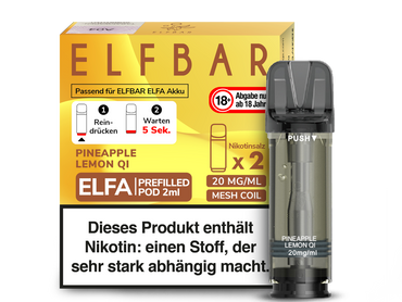 [Paket] 10x ELFBAR ELFA Pineapple Lemon Qi 20mg Nikotin 2er Pack
