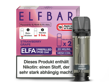 [Paket] 10x ELFBAR ELFA Strawberry Grape 20mg Nikotin 2er Pack