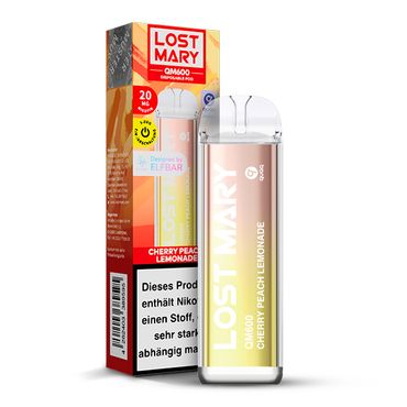 [Paket] 10+2 Aktion ELFBAR Lost Mary QM600 - Cherry Peach Lemonade 20mg Nikotin