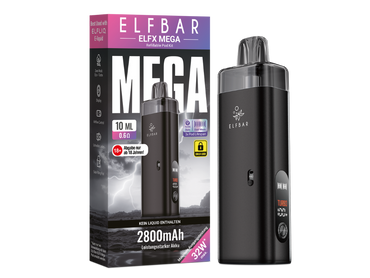 [Paket] 10x Elfbar ELFX Mega Pod Kit - 2800 mAh Farbe: Schwarz