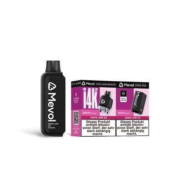 [Paket] 10x Mevol S7000 Grape Lime lce 2ml Pod + 10ml E-Liquid Tank