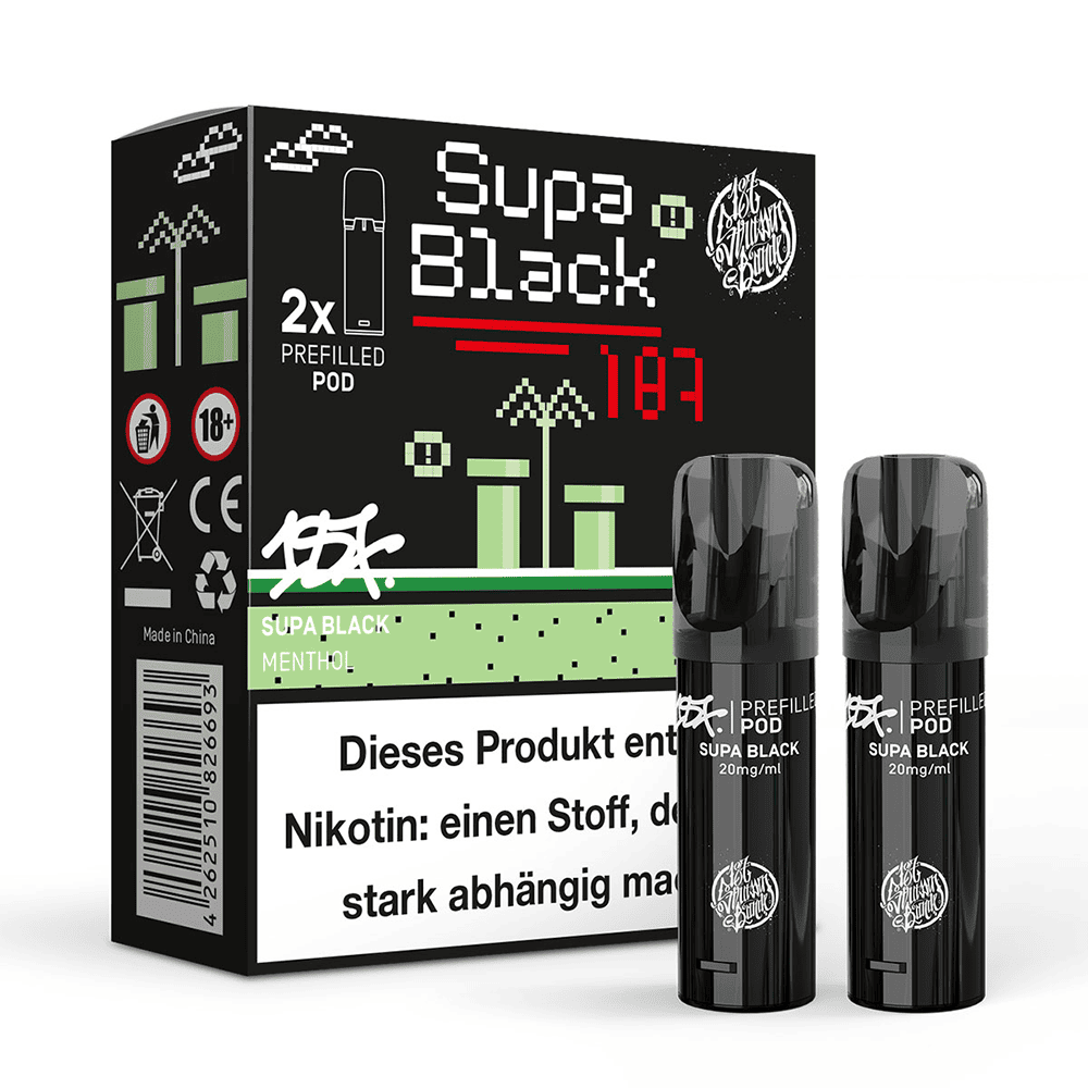 2x 187 Strassenbande Einweg Pod - Supa Black - 20mg Nikotinsalz 2ml