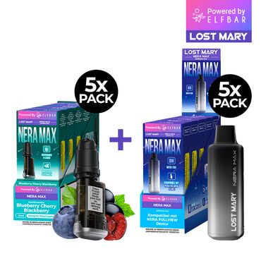 [Paket] 5x Lost Mary Nera 15K Refillcontainer Geschmack: Blueberry Cherry Blackberry  + 5 x Refillable Pod  + 5 x Refillable Pod