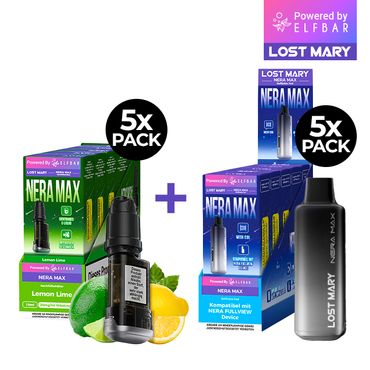 [Paket] 5x Lost Mary Nera 15K Refillcontainer Geschmack: Lemon Lime  + 5 x Refillable Pod  + 5 x Refillable Pod