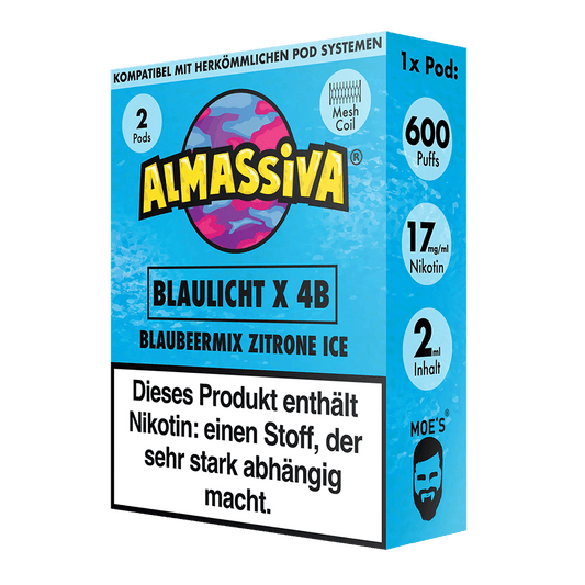 2x Almassiva Einweg Pod - Blaulicht X 4B - 17mg 2ml