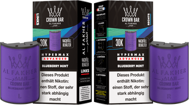 [Paket] 10x Al Fakher Hypermax Advanced 30K Pods - Blueberry Mint - 6mg Nikotingehalt