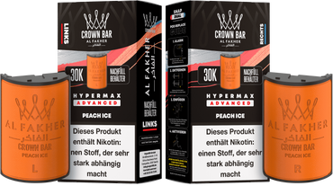 [Paket] 10x Al Fakher Hypermax Advanced 30K Pods - Peach Ice - 6mg Nikotingehalt