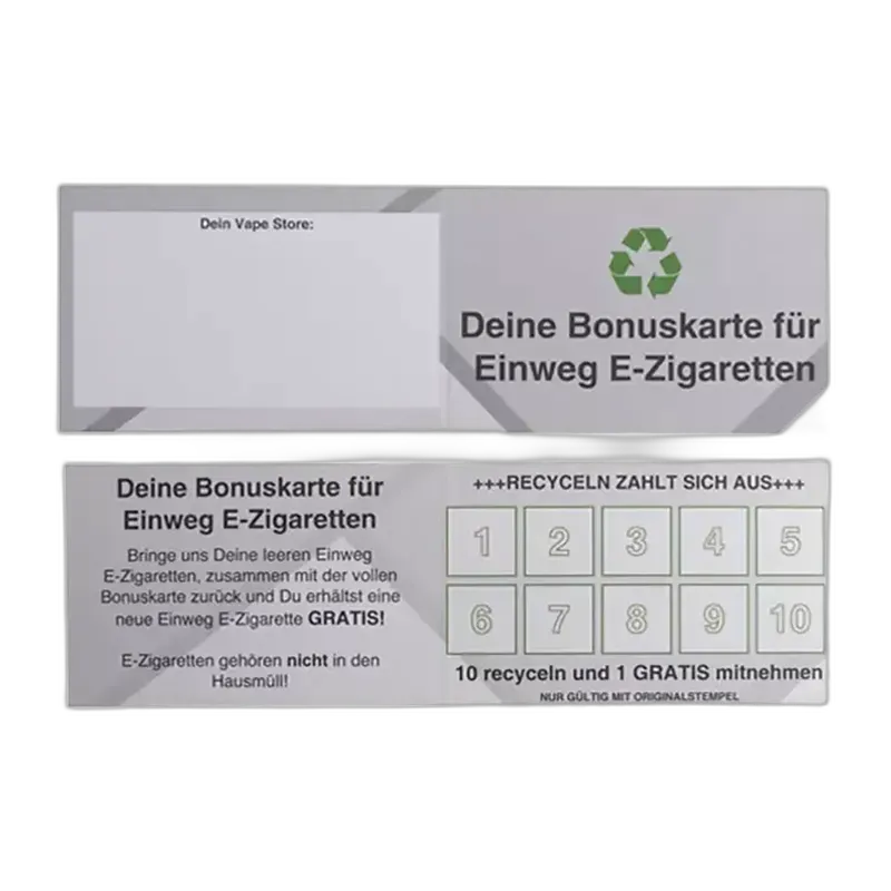 Bonuskarten Recycling 10 Stempelfelder