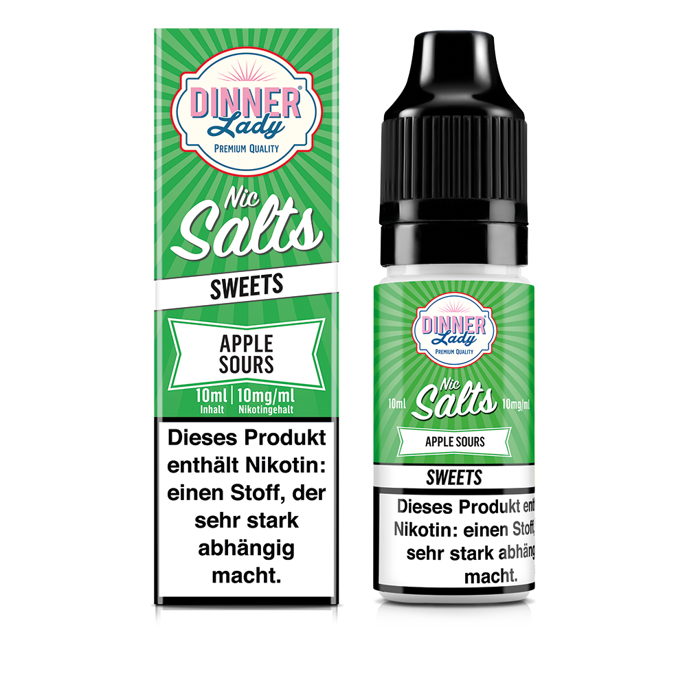 Dinner Lady Nikotinsalz - Apple Sours - 50/50 10ml Liquid 10mg