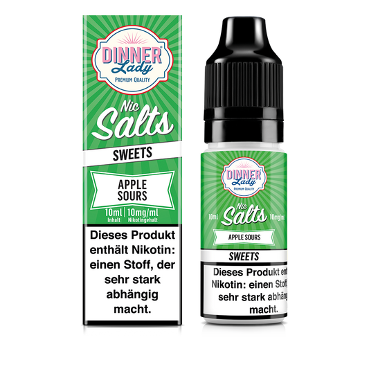 Dinner Lady Nikotinsalz - Apple Sours - 50/50 10ml Liquid 10mg