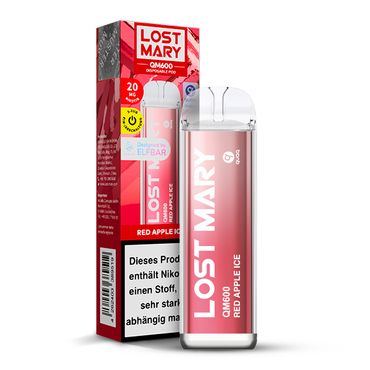 [Paket] 10+2 Aktion ELFBAR Lost Mary QM600 - Red Apple Ice 20mg Nikotin