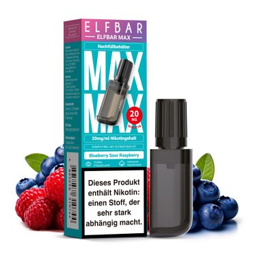 [Paket] 10x ELFBAR MAX Pod Blueberry Sour Raspberry 20mg Nikotingehalt