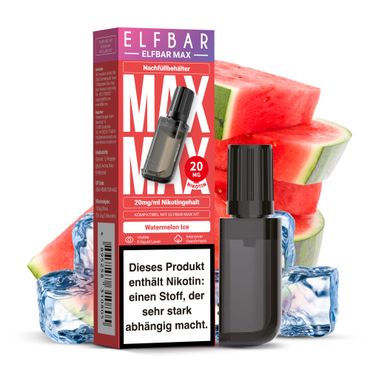 [Paket] 10x ELFBAR MAX Pod Watermelon Ice 20mg Nikotingehalt