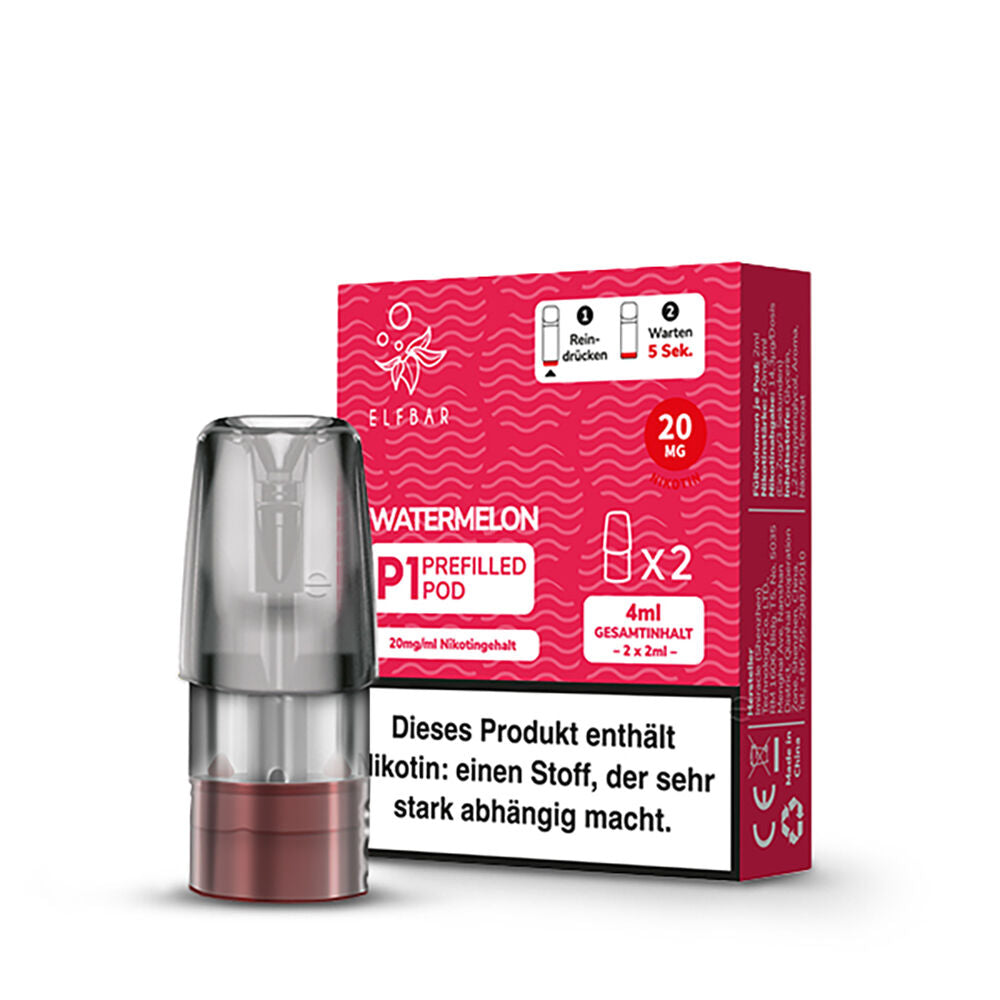 2x Elfbar Mate 500 Einweg P1 Pod - Watermelon - 20mg Nikotinsalz 2ml