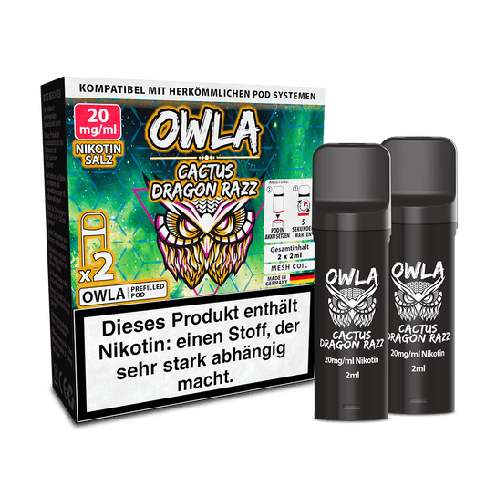 2x OWLA Einweg Pod - Cactus Dragon Razz - 20mg Nikotinsalz 2ml