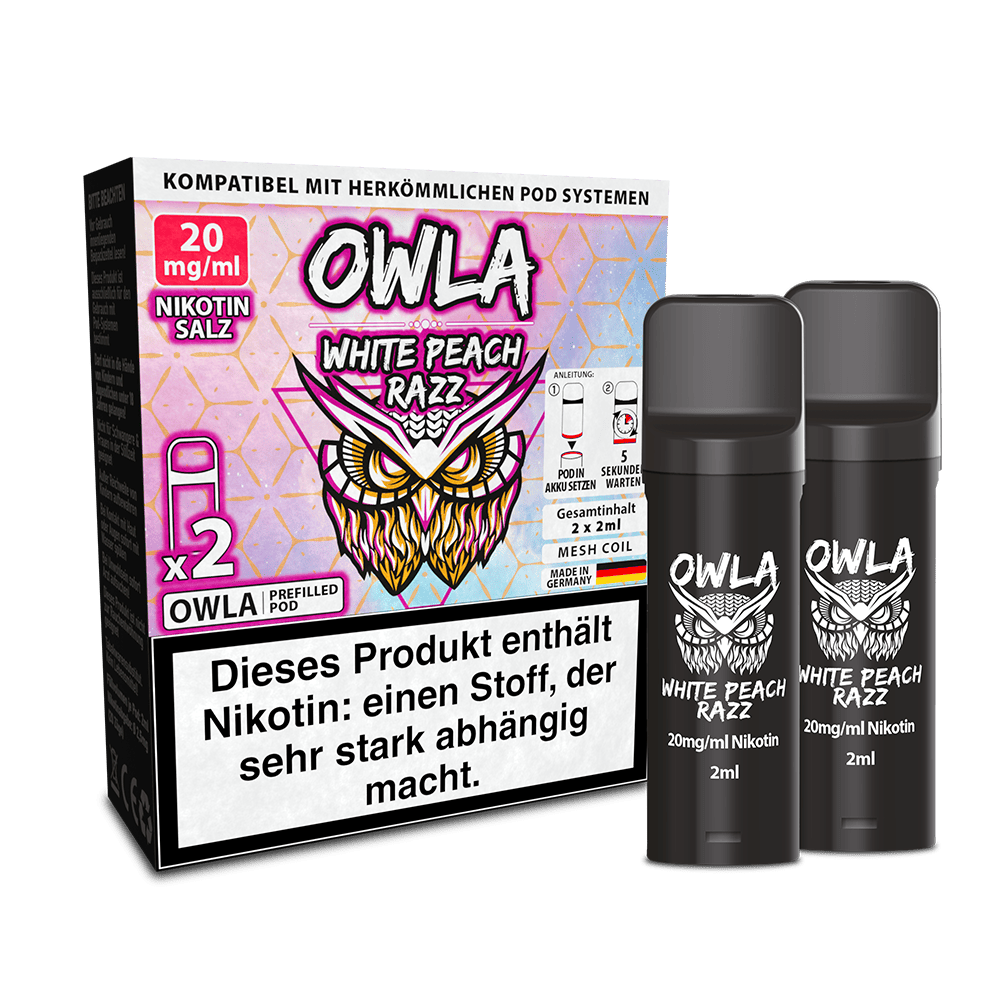 2x OWLA Einweg Pod - White Peach Razz - Nikotinsalz 2ml