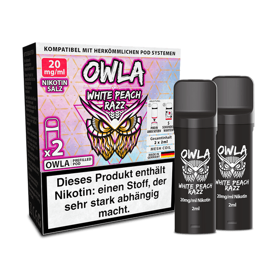 2x OWLA Einweg Pod - White Peach Razz - Nikotinsalz 2ml