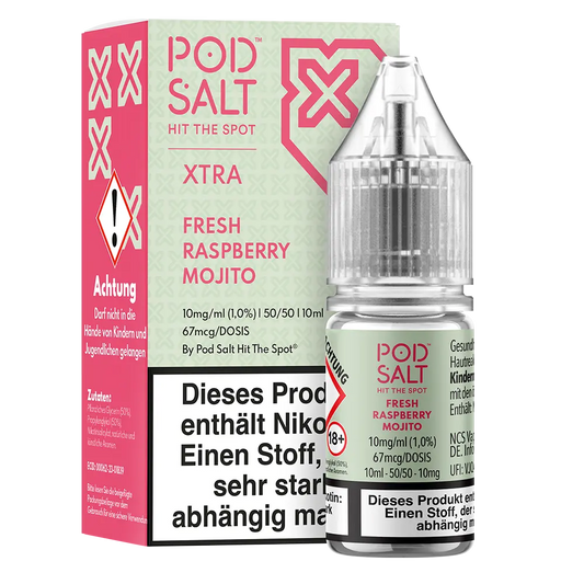 Pod Salt Xtra Nikotinsalz - Fresh Raspberry Mojito - Liquid 10mg 10ml