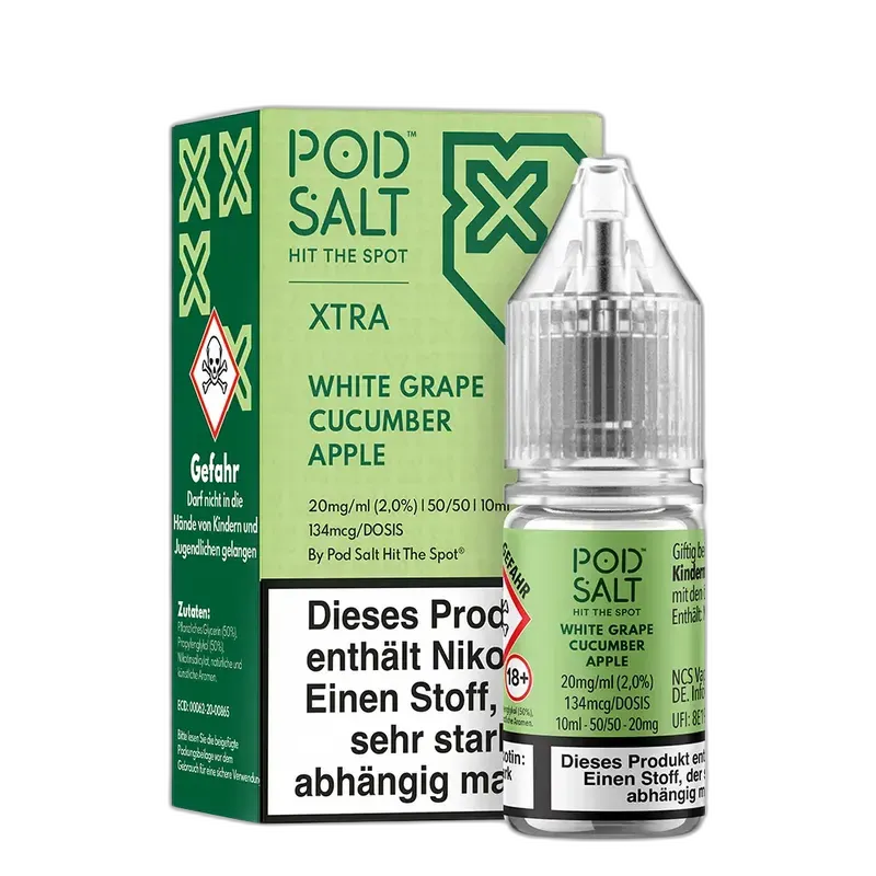 Pod Salt Xtra Nikotinsalz - White Grape Cucumber Apple - 10ml Liquid 20mg