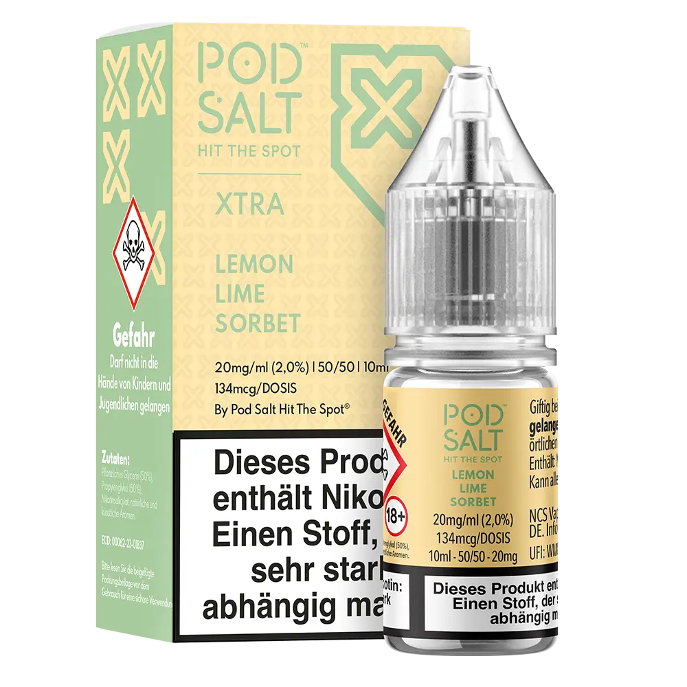 Pod Salt Xtra Nikotinsalz - Lemon Lime Sorbet - Liquid 20mg 10ml