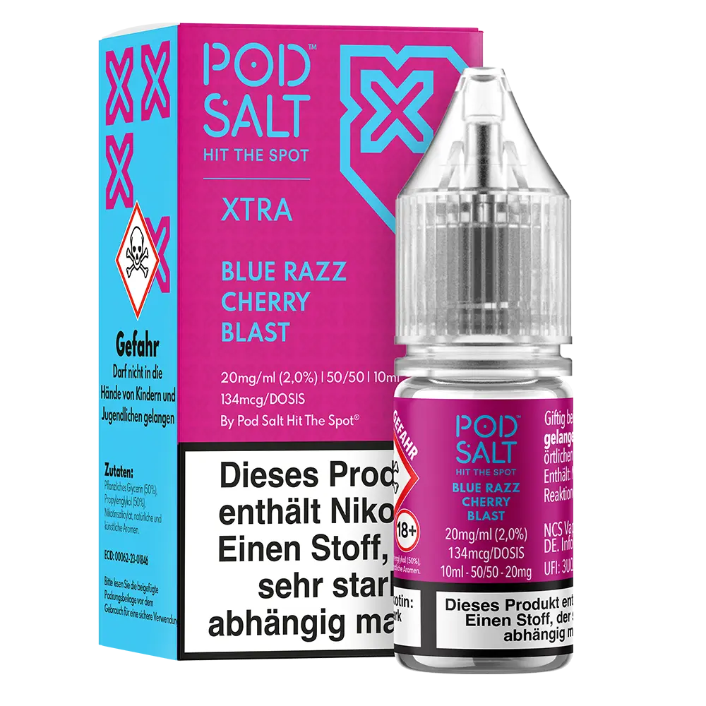 Pod Salt Xtra Nikotinsalz - Blue Razz Cherry Blast - Liquid 20mg 10ml