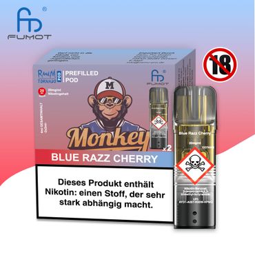 [Paket] 10x RandM Tornado Blue Razz Cherry 20mg Nikotin 2er Pack
