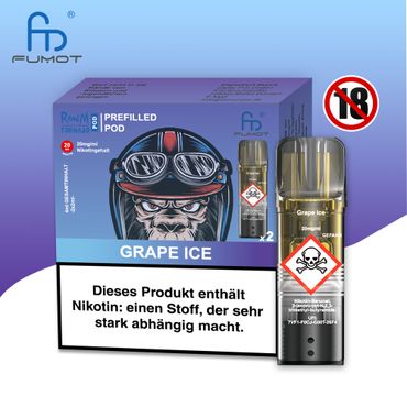 [Paket] 10x RandM Tornado Grape Ice 20mg Nikotin 2er Pack