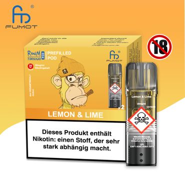 [Paket] 10x RandM Tornado Lemon Lime 20mg Nikotin 2er Pack