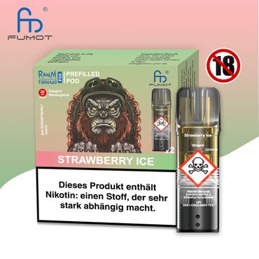 [Paket] 10x RandM Tornado Strawberry Ice 20mg Nikotin 2er Pack