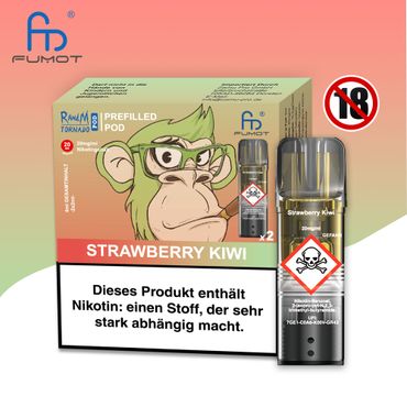 [Paket] 10x RandM Tornado Strawberry Kiwi 20mg Nikotin 2er Pack