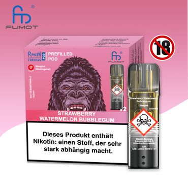 [Paket] 10x RandM Tornado Strawberry Watermelon Bubblegum 20mg Nikotin 2er Pack