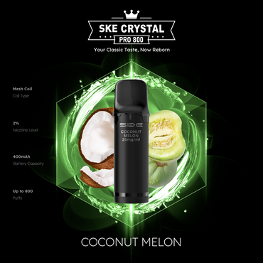 [Paket] 10x SKE Crystal Pro 800 - Coconut Melon - 20mg Nikotingehalt