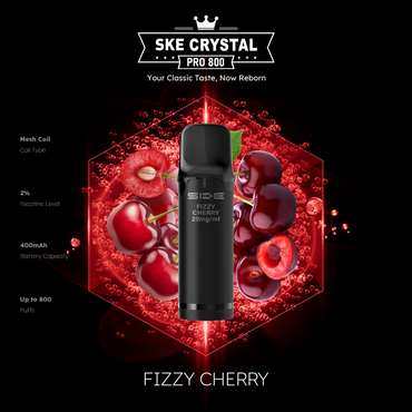 [Paket] 10x SKE Crystal Pro 800 - Fizzy Cherry - 20mg Nikotingehalt