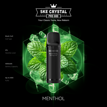 [Paket] 10x SKE Crystal Pro 800 - Menthol - 20mg Nikotingehalt