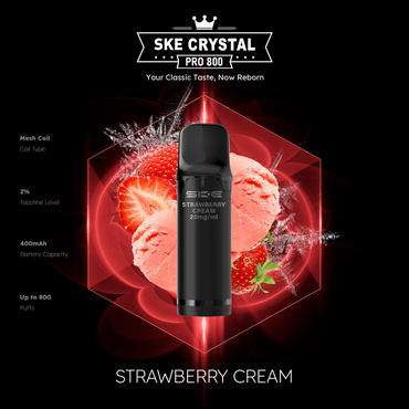 [Paket] 10x SKE Crystal Pro 800 - Strawberry Cream - 20mg Nikotingehalt