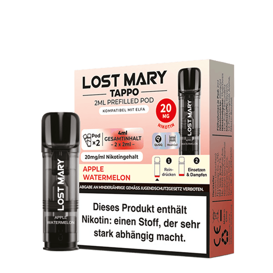 2x Lost Mary Tappo Einweg Pod - Apple Watermelon - 20mg Nikotinsalz 2ml